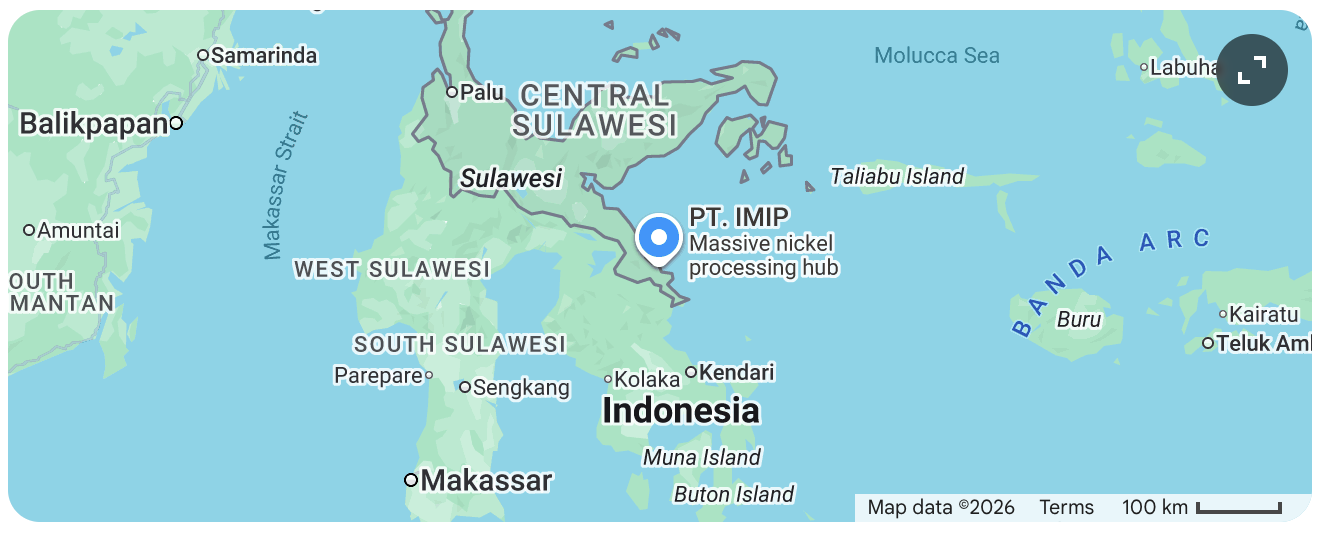 インドネシア・中スラウェシ州に位置するモロワリ工業団地(IMIP)